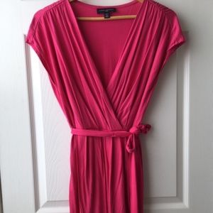 Hot Pink Faux Wrap Dress, Petite M